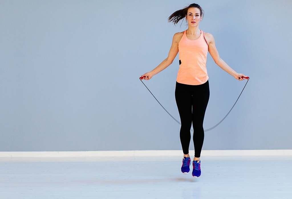 A woman jumping rope