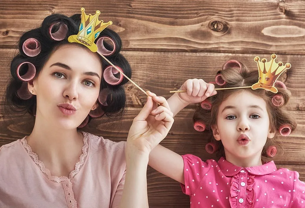 A mother and her daughter with makeup
