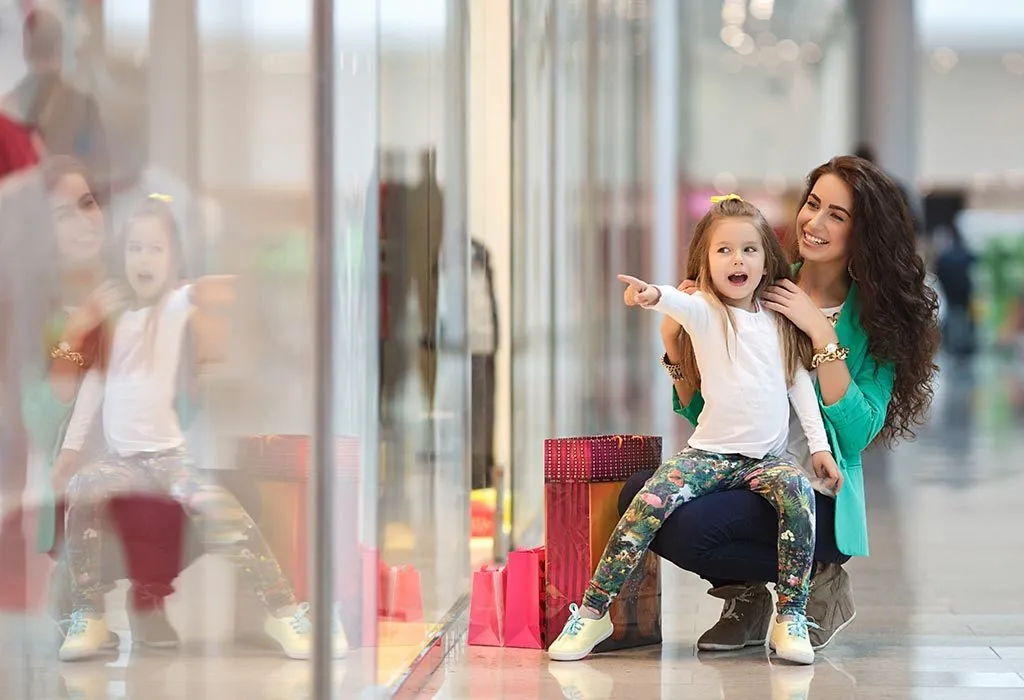 A mother and daughter shopping