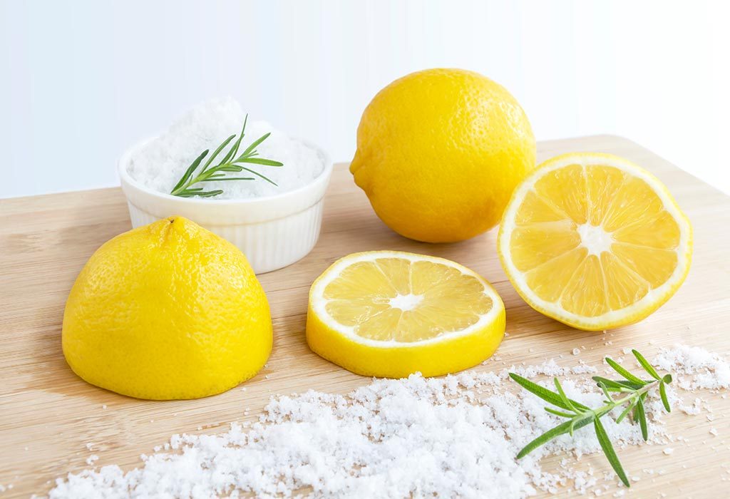 Lemon peel and salt scrub