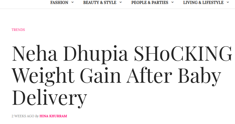 Neha Dhupia Fat Shaming Article