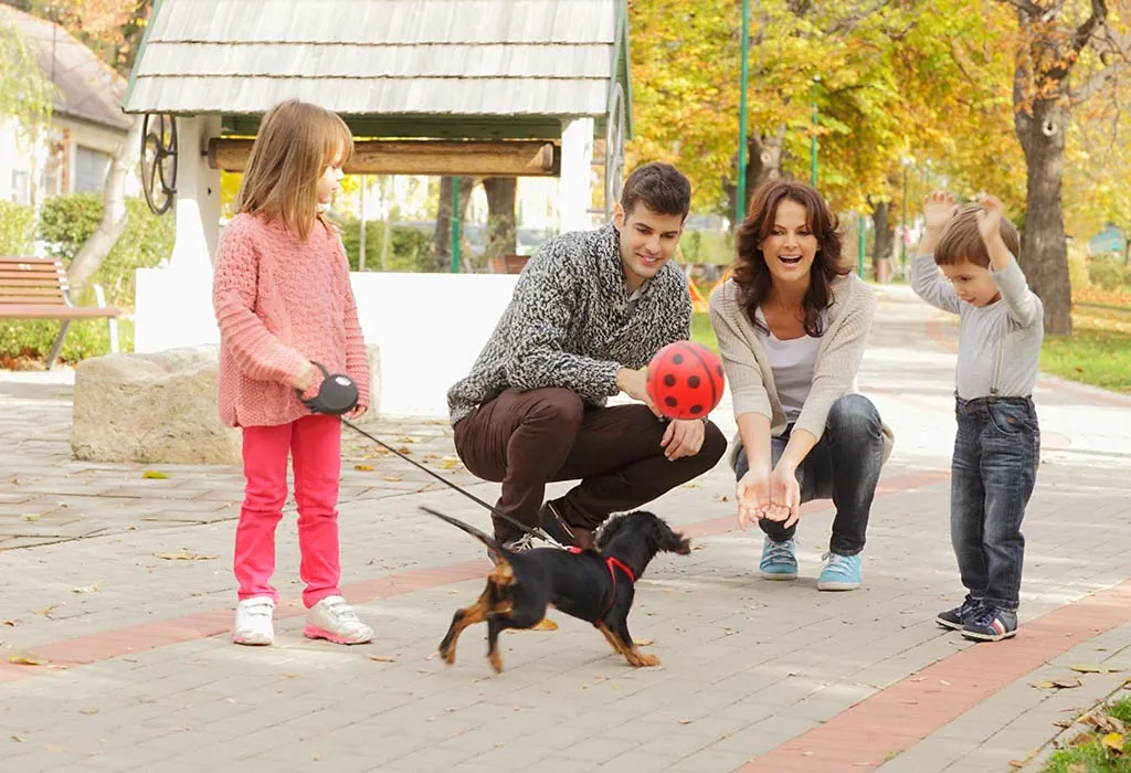 A family having fun in the park
