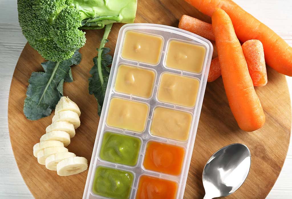 Baby food in a tray