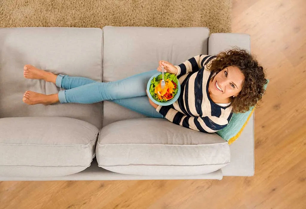 Woman eating healthy food