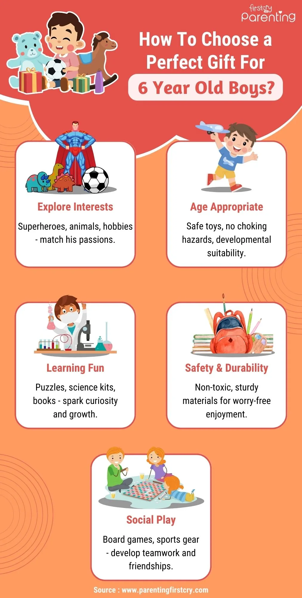 How To Choose a Perfect Gift For 6 Year Old Boys - Infographic