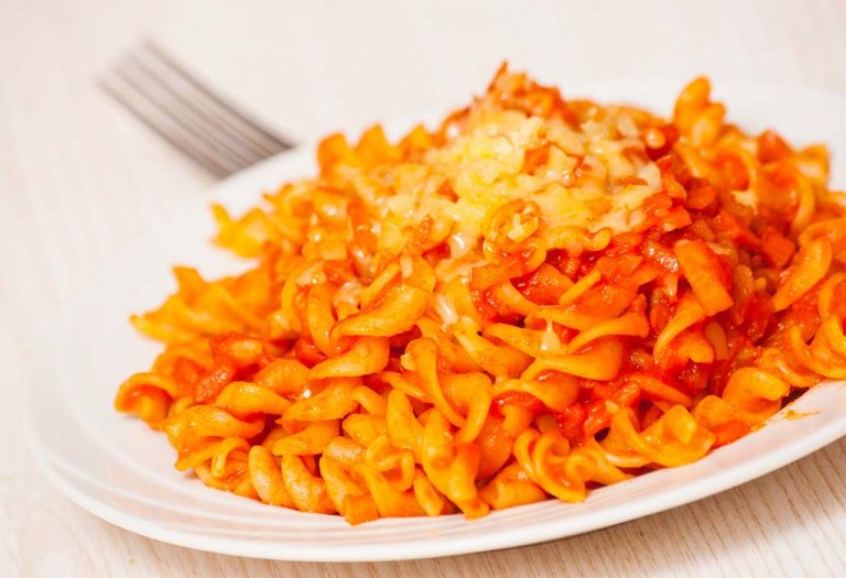Fusilli Pasta in Red Sauce with Cheese