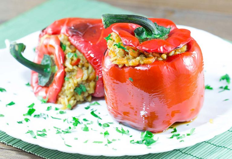 Rice Stuffed Baked Capsicum