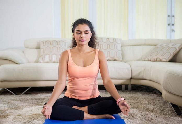 woman practising meditation