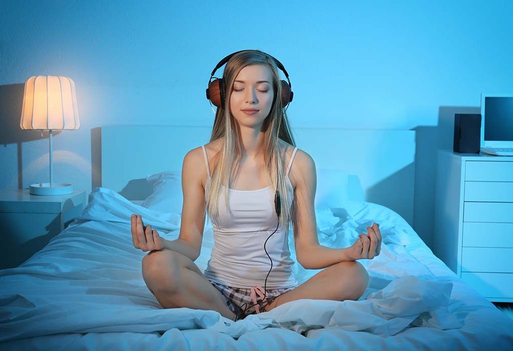 woman practising guided meditation