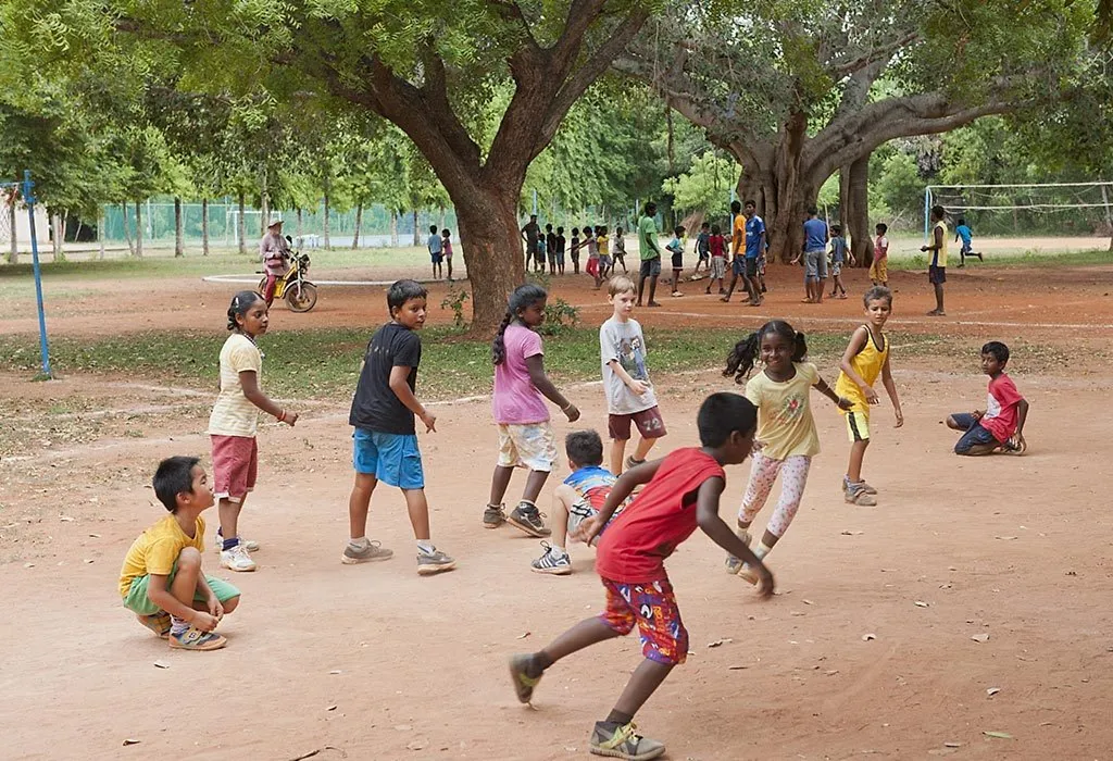 Indian Children Playing In The Playground