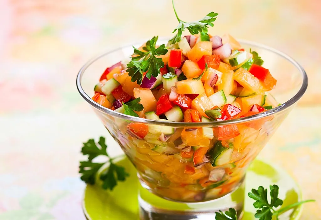 cucumber snack with salsa