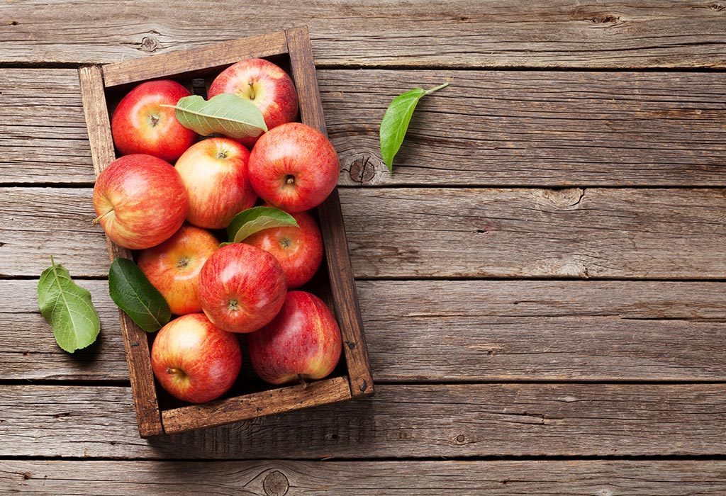 Apples in a wooden box