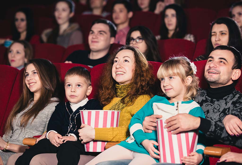 family watching a movie