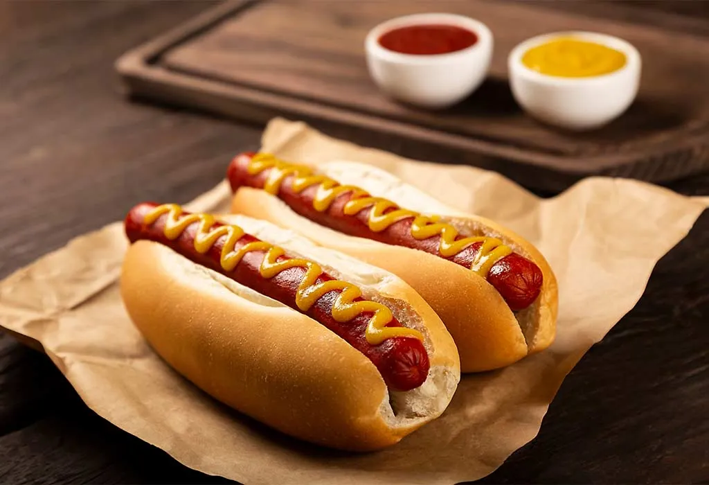 Hot dog with mustard sauce