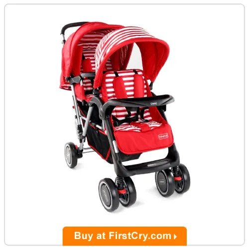 Babyhug Easy Foldable Twin Stroller With Adjustable Leg Rest