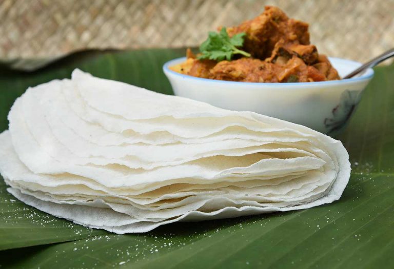 Recipes from the Kerala Kitchen - Malabar Pathiri and Nadan Chicken Curry
