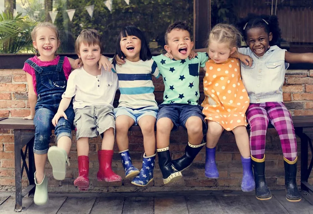 Happy child with friends