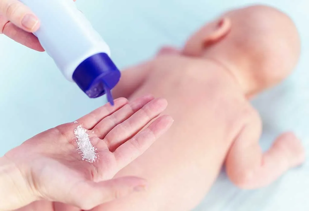 Baby powder on the diaper area