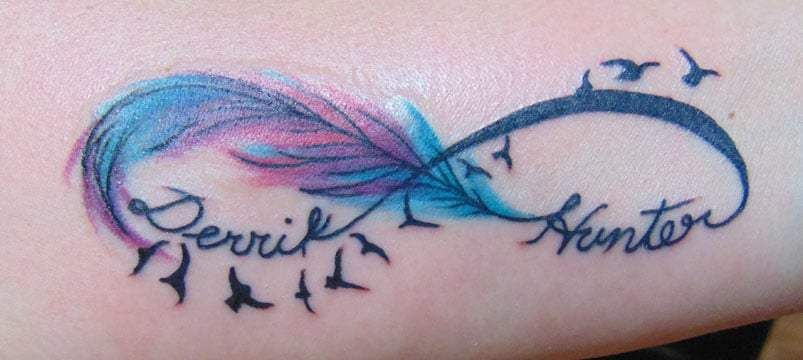 Stay Strong Infinity Feather Tattoo
