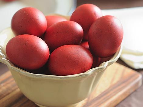 Red dyed eggs