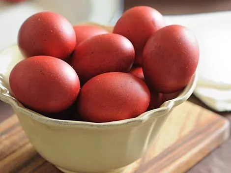 Red dyed eggs