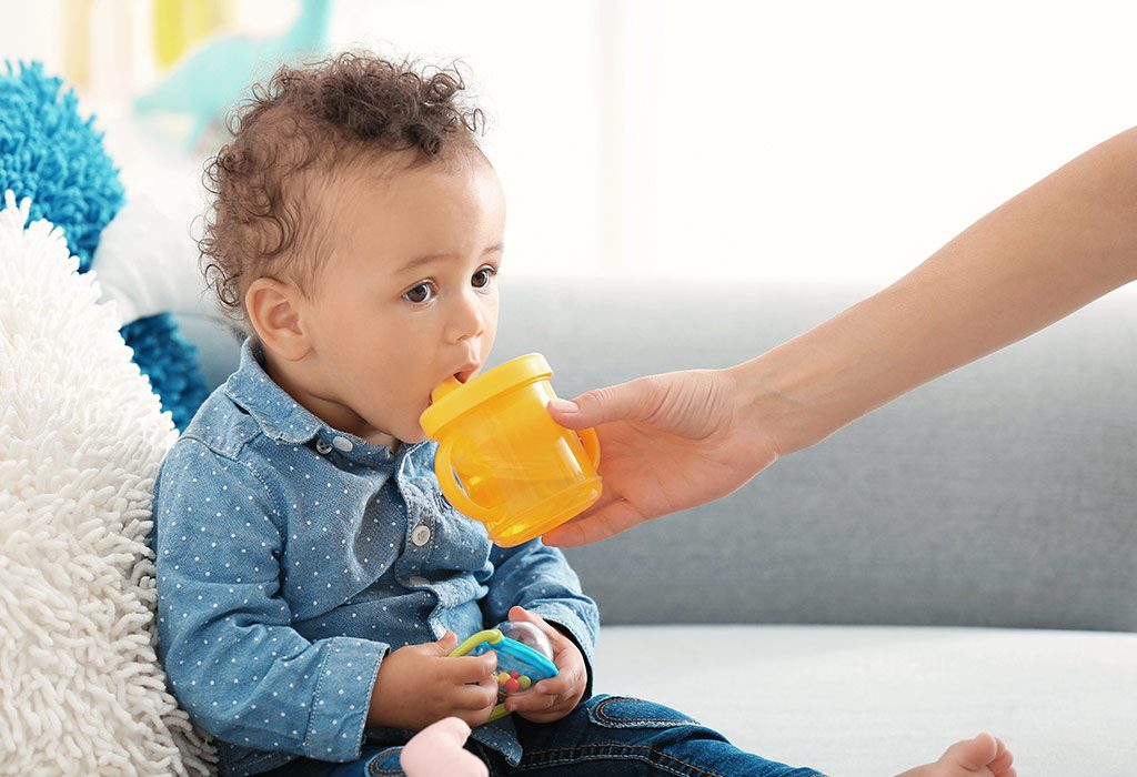 Toddler drinking water