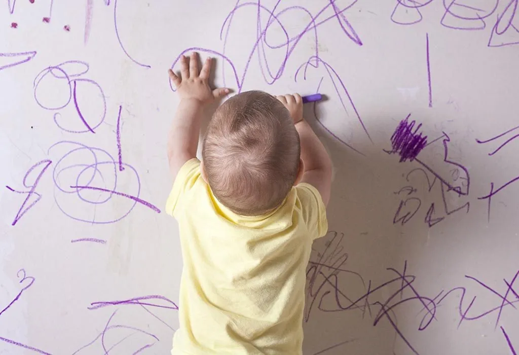 Toddler drawing on walls