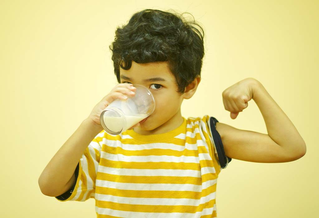A child drinking milk