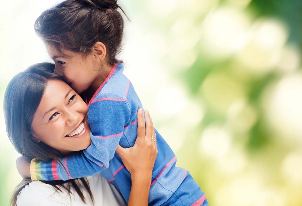 Happy mom and child
