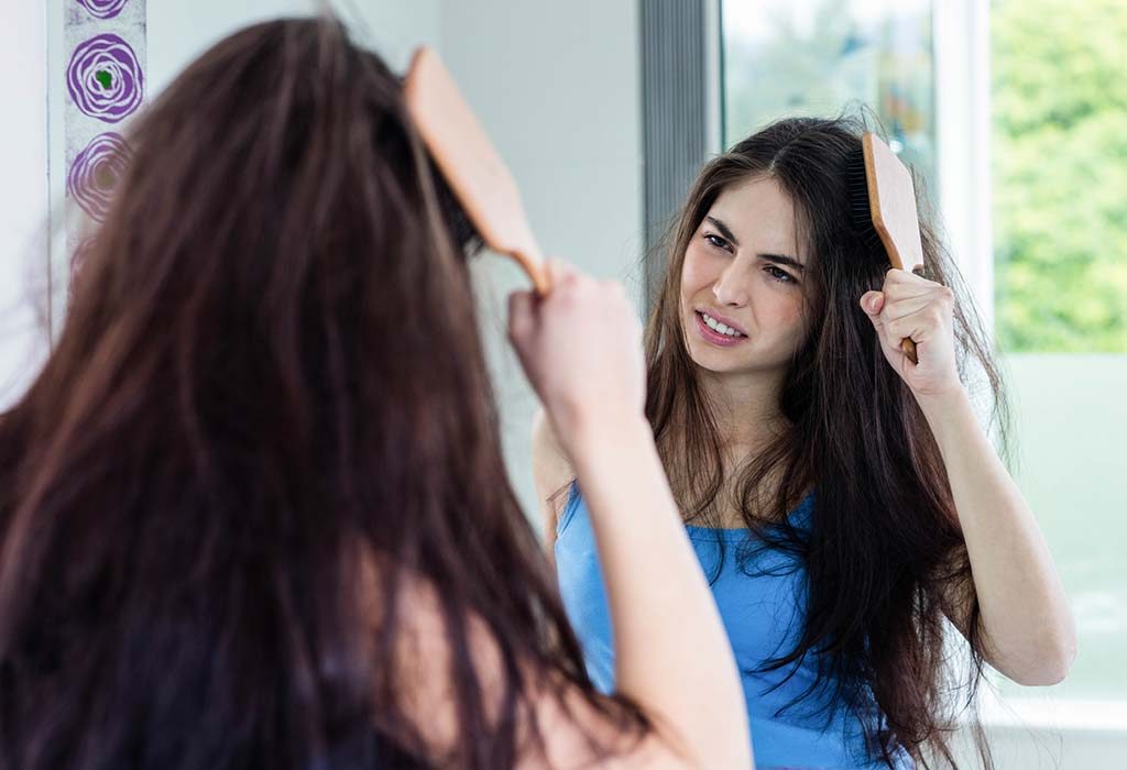 woman with frizzy hair