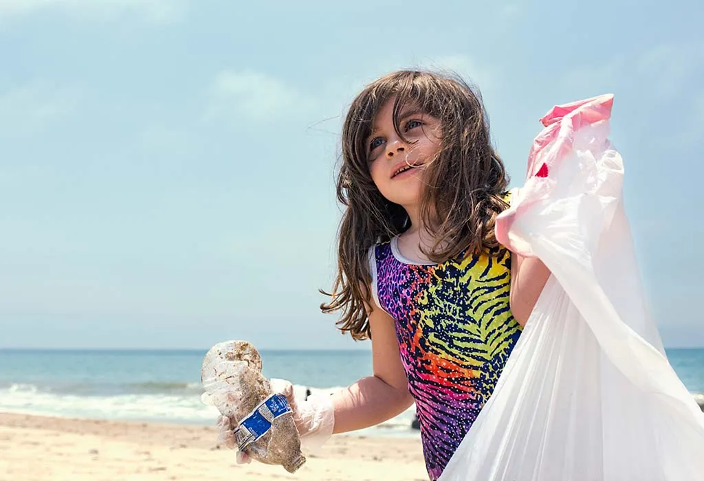 Girl participating in clean up drive
