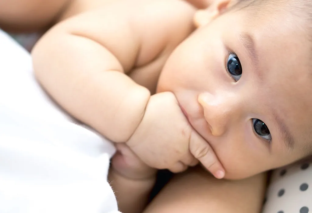 Baby store licking hands