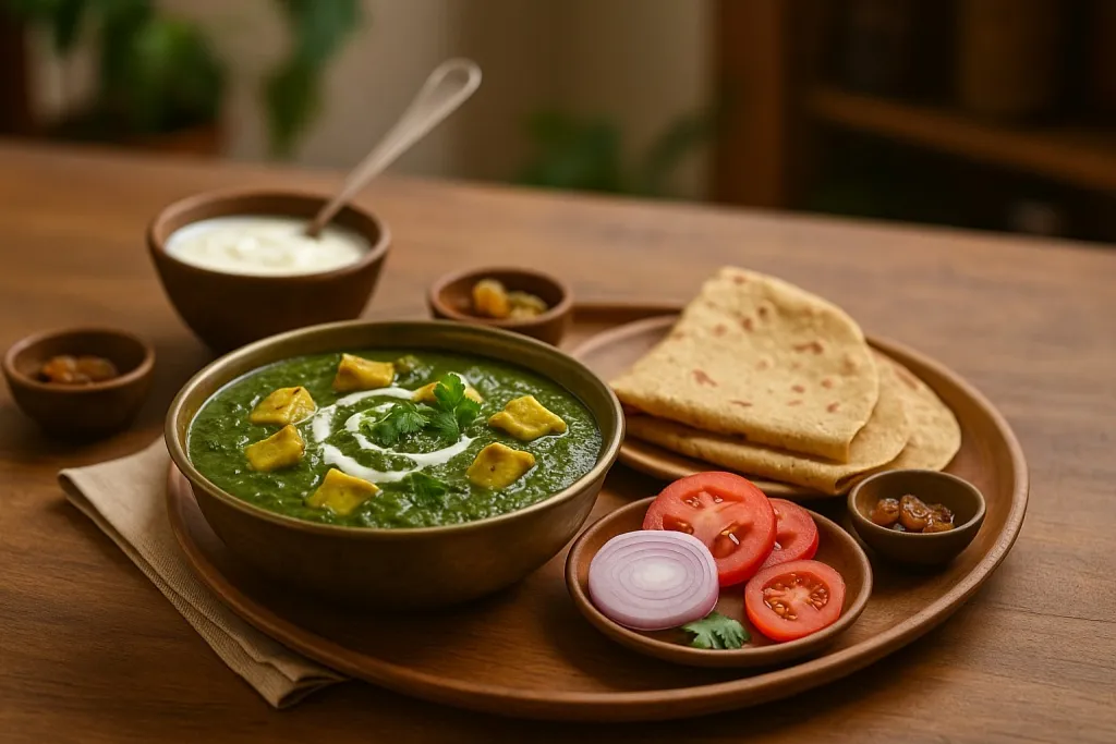 Spinach (Palak) Paneer With Millet Roti