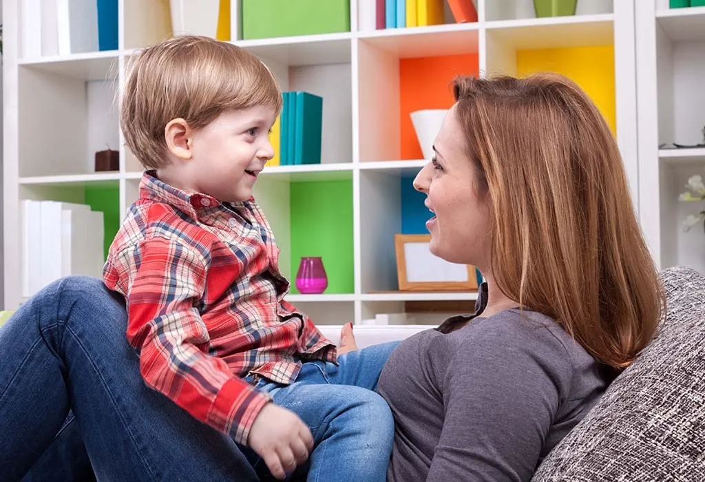 Mom and child talking