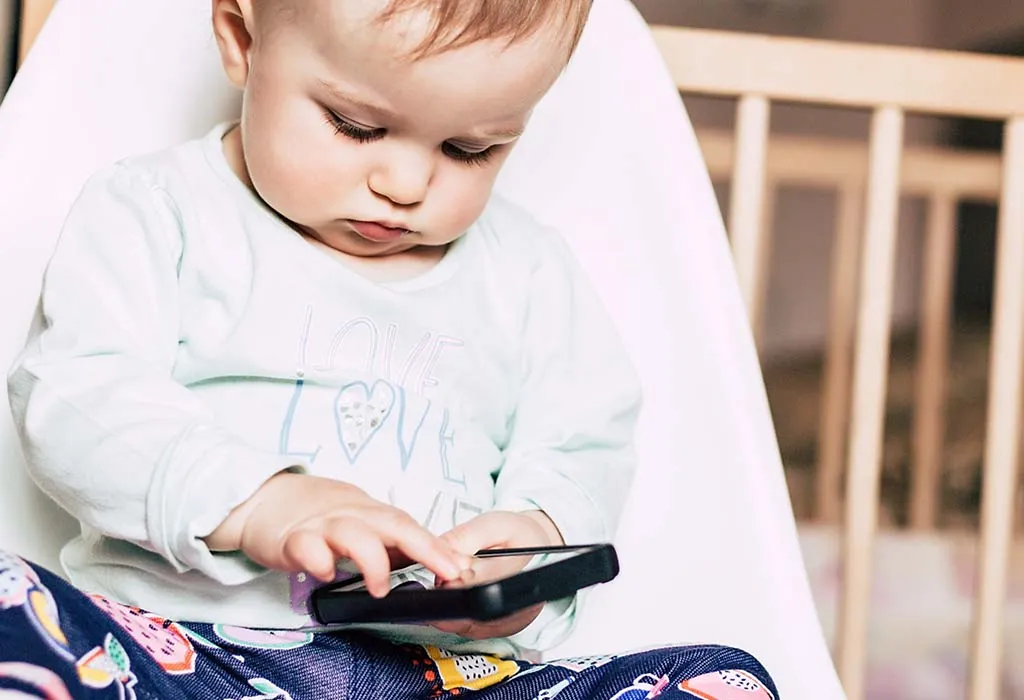 Baby swiping on phone