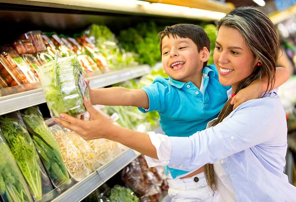 child shopping with mom