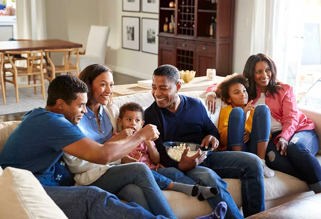 family watching TV
