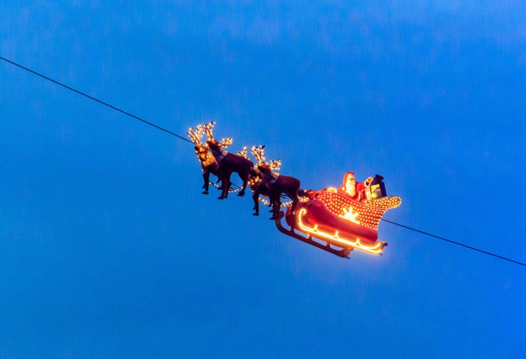 Santa Claus travels in a magical sleigh