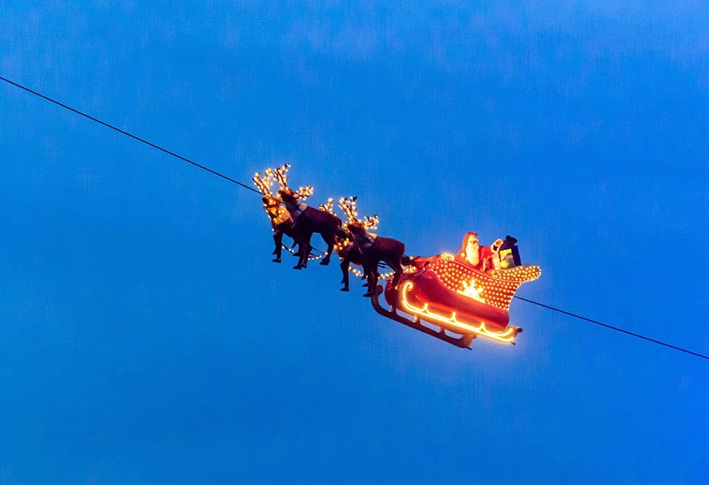 Santa Claus travels in a magical sleigh