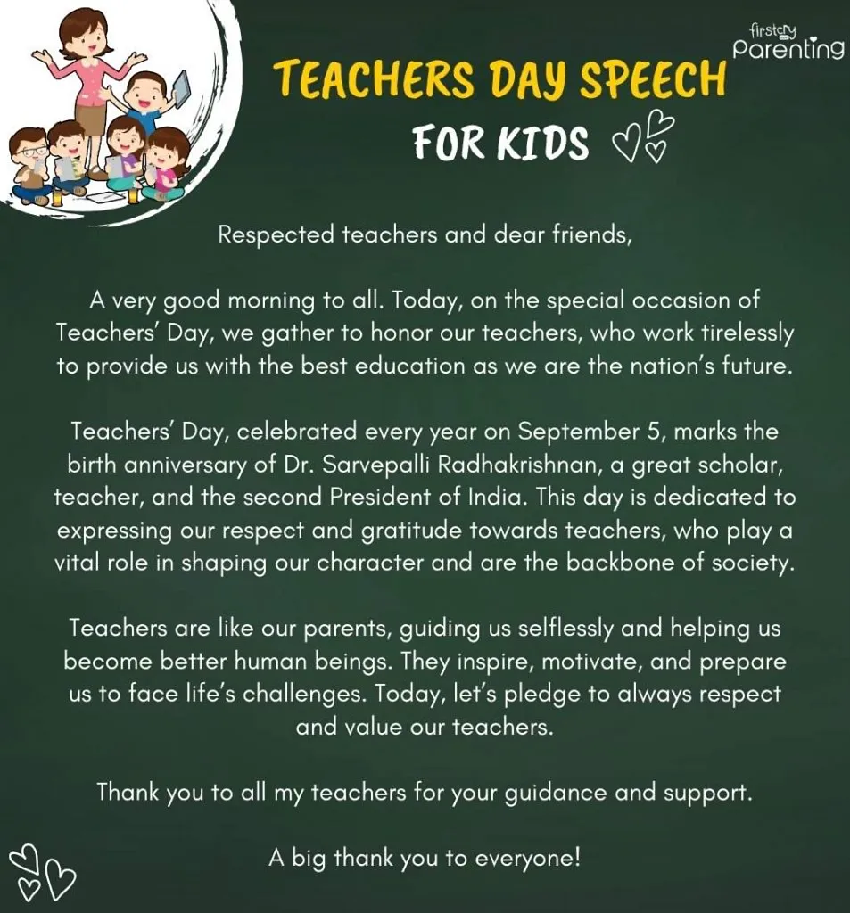 10 Best Teacher's Day Speech Ideas for Kids