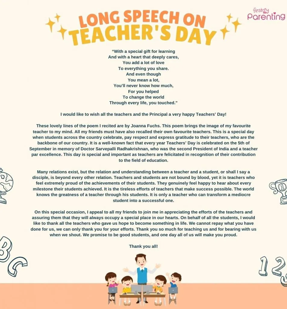 10 Best Teacher's Day Speech Ideas for Kids