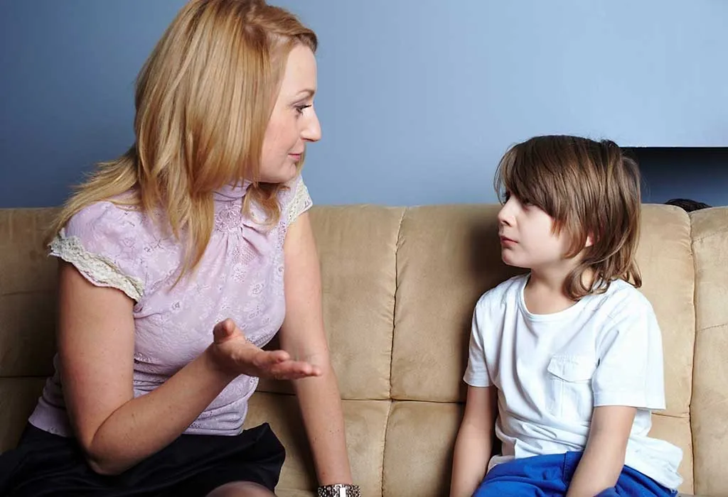 mother talking to child