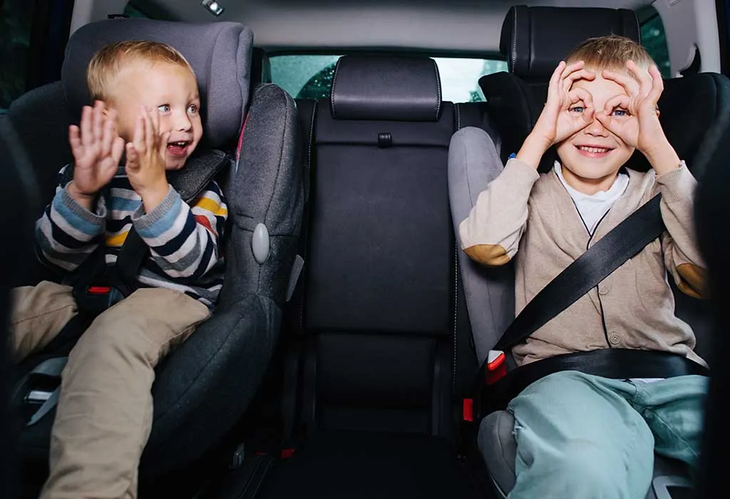 kids having fun during a road trip