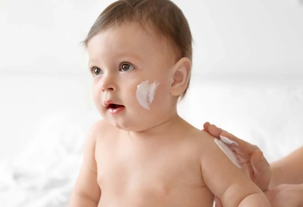 moisturiser on baby's face