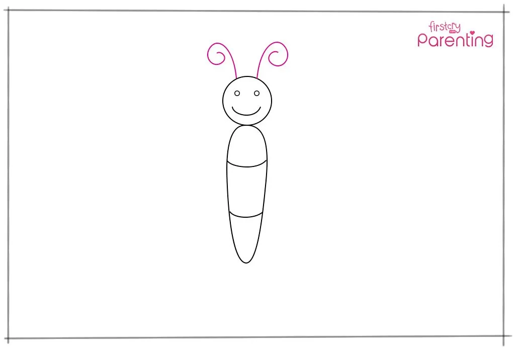 Step 5: Draw two lines at the end on the head.