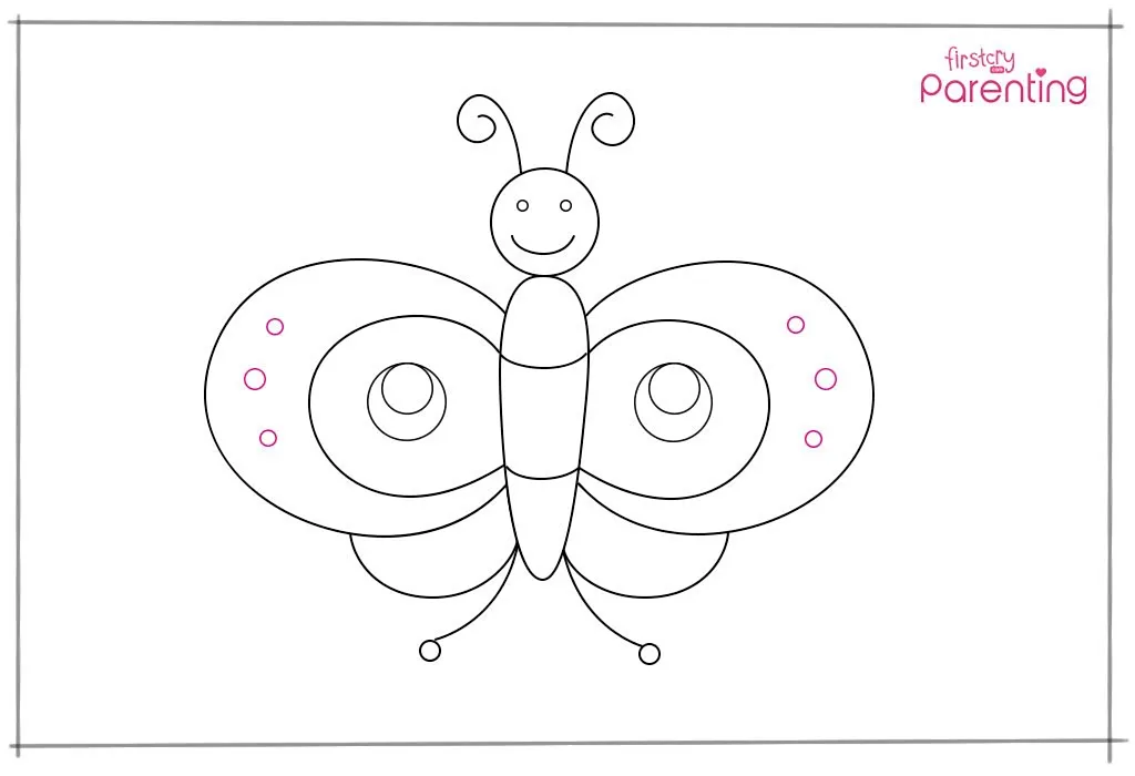 Step 11: Draw tiny circles on the fore wings
