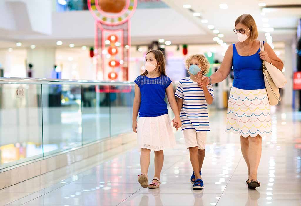 parent walking with kids