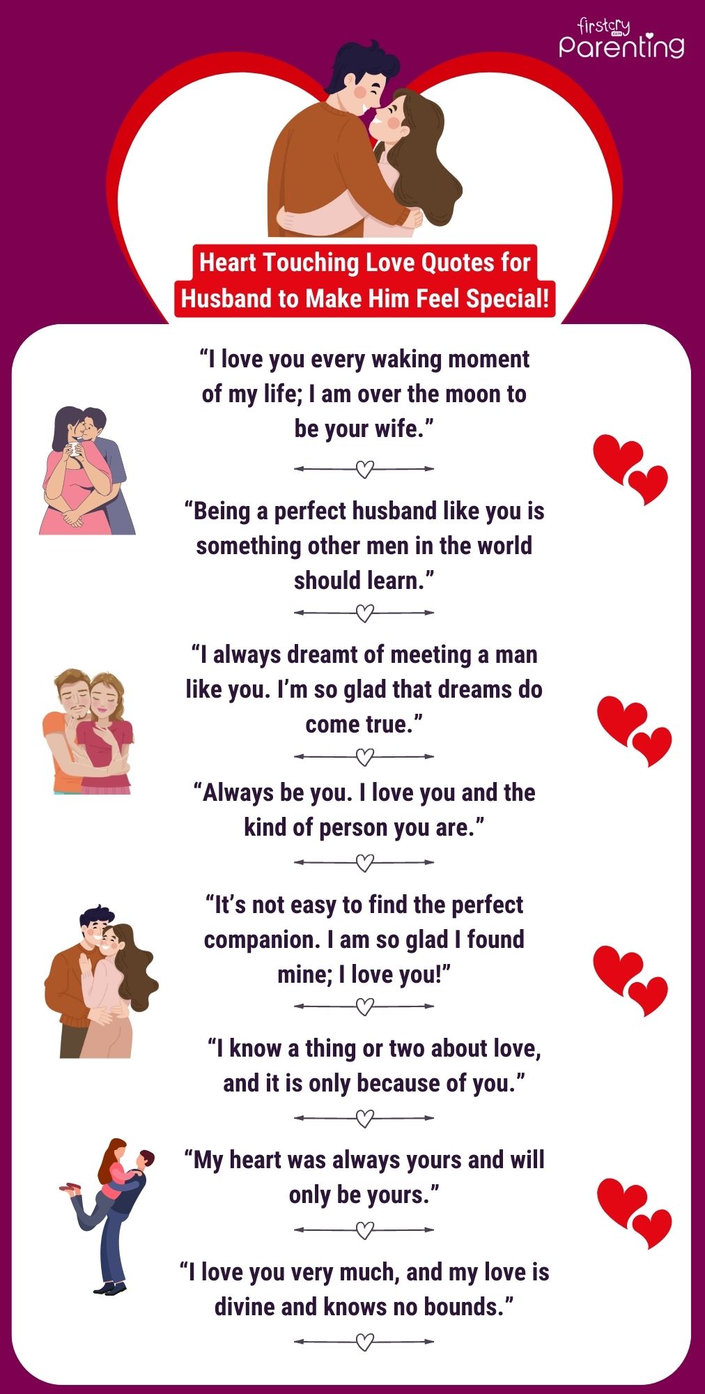 Heart touching Love Quotes for Husband to Make Him Feel Special - Infographic