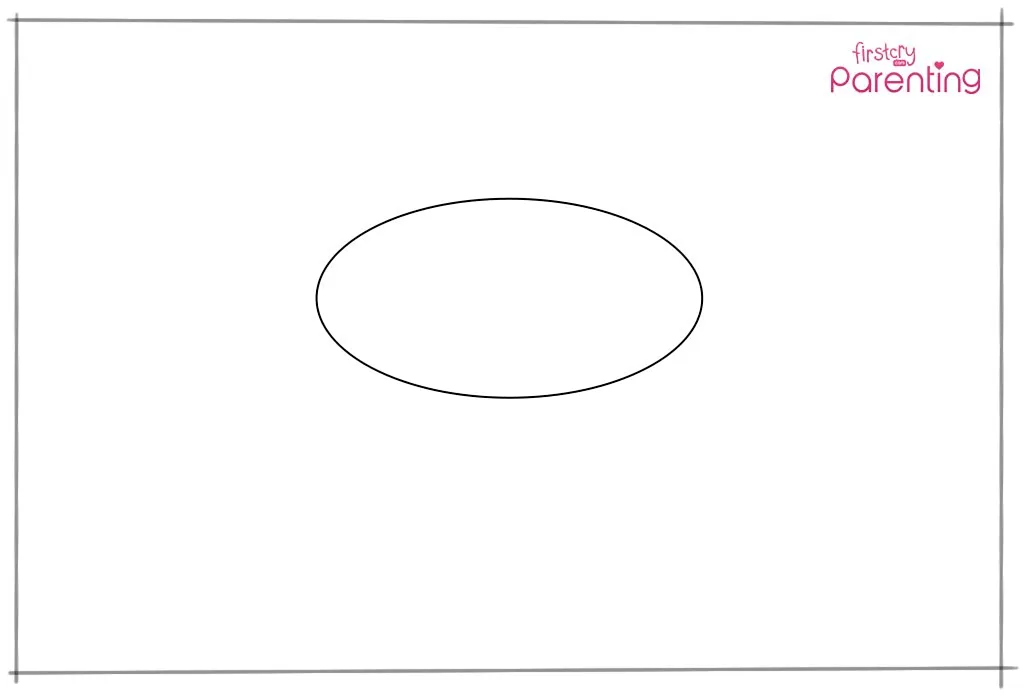 Begin with drawing a horizontal oval on the sheet.