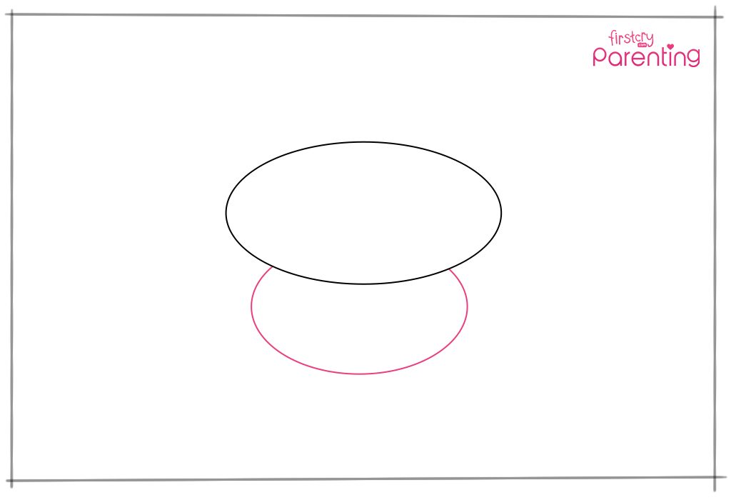 Draw a smaller oval under the oval drawn in step 1.